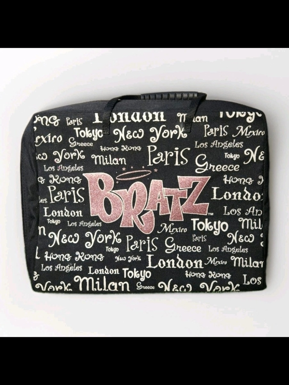 Bratz Glitter Logo Travel Case - Black & Pink With Inserts